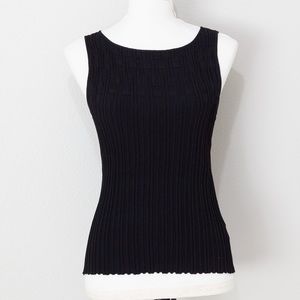 Exhibit A, A Sculpture Silk Design Womens Black Stretch Rib Tank Top Size Medium